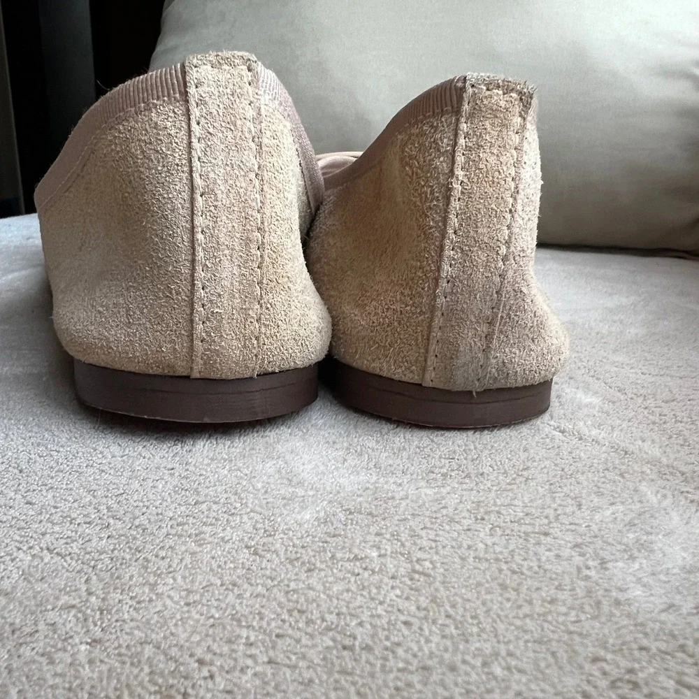 Avellini Women 8 EU‎ 39 Tan Suede Pointed Toe Buckle Ballet Flats Italy Classic